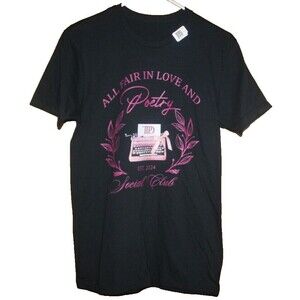 All Fair In Love And Poetry Graphic T-Shirt Black Sz S Womens Clothing NWT